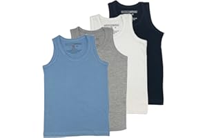 BROOKLYN VERTICAL Boys 4 Pack Undershirt Tank Top - Tagless Cotton Super Soft Runs Small