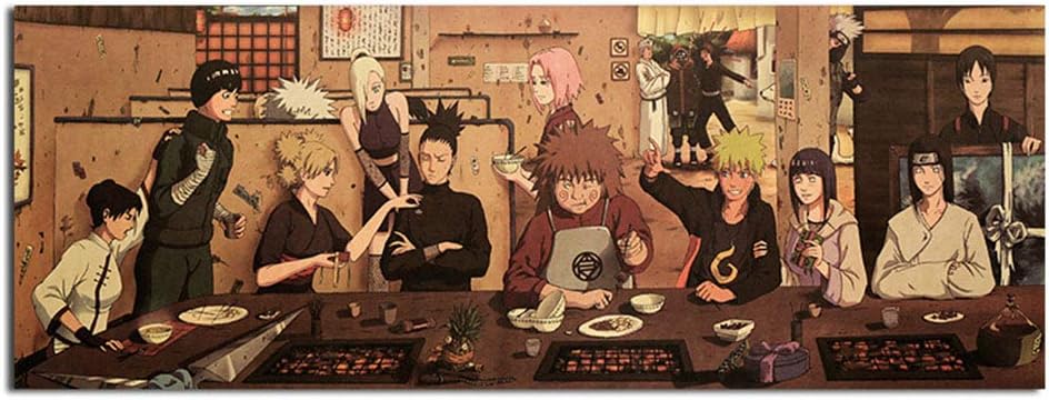 Auxsoul Naruto Poster, Japanese Anime Characters Decorative Poster Kraft Paper Coffee Shop Bar Wall Decor, 26.5 × 70 cm