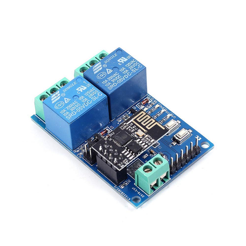 DollaTek 5V ESP8266 ESP-01 2 Channel WiFi Relay Module 2-Channel Relay Module For IOT Smart Home Phone APP Controller(With ESP8266)