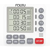 Digital Dual Kitchen Timer, Multi-Channel Triple Countdown for Cooking | 4Groups Independent Countup Timer,Magnetic Back,Memory Presets,On/Off,Large Display, LED Alert, 3A Battery &amp; Stand Included