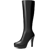 Perphy Round Toe Platform Chunky Heel Knee High Boots for Women