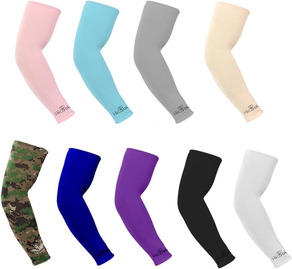 9 Pair Unisex UV Protection arm Sleeves Compression &Cooling Cover Sleeves for Cycling/Golf/Basketball/Other Sports