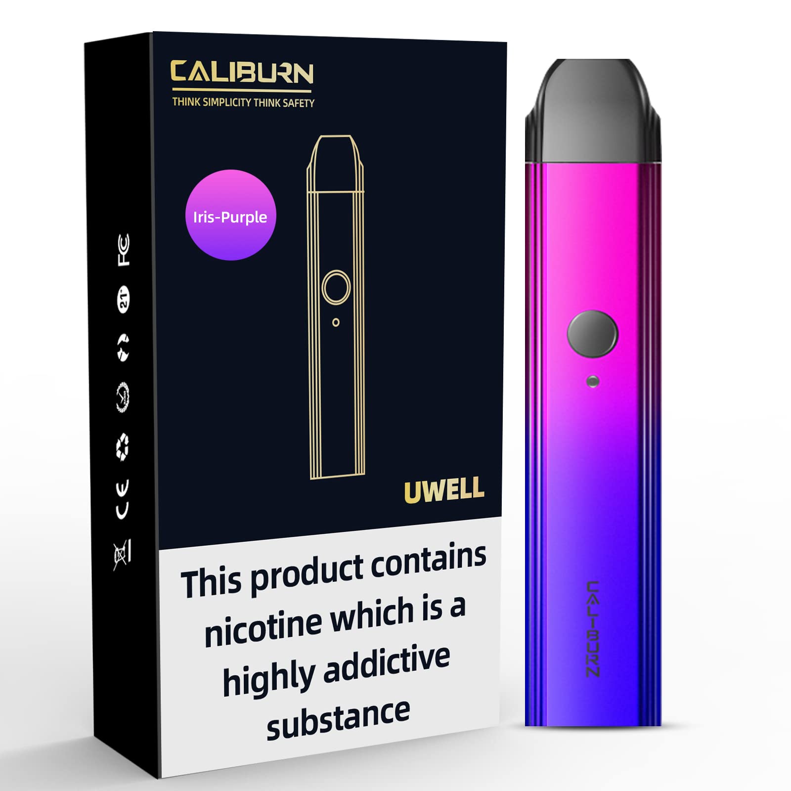 Uwell Caliburn Pod Kit 2ml E Cigarettes Vape Starter Kit Vape Pen (Purple) No Nicotine