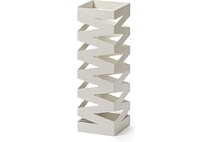 Mango Steam Metal Square Tall 20 Inch Umbrella Holder (Zig-Zag White)