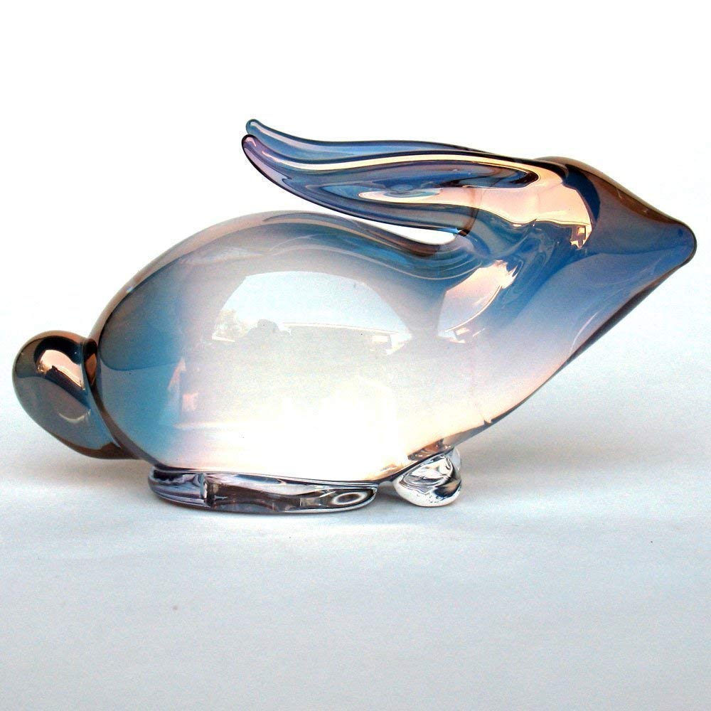 Bunny Rabbit Hare Figurine of Hand Blown Glass Handmade