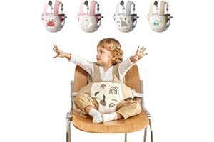 RAELITEGO Portable High Chair, Horizontal Fixing Booster Seat Harness, Baby Travel Essential for Babies & Toddlers, Foldable Packable Adjustable Straps Shoulder Belt, Fit Any Chair Machine Wash(Beige_Island)