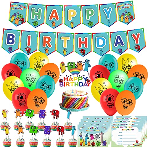 Number Birthday Decorations Set 61pcs Number Birthday Party Supplies