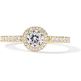 PAVOI 14K Gold Plated Halo Ring | Heart Ring for Women | Square Round Valentines Day Love Promise Rings for Her