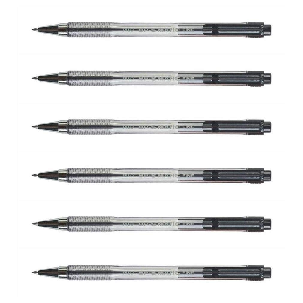 Pilot BPS-Matic Retractable Ballpoint Pen, Black, Set of 6