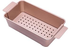 Meatloaf Pan with Drain Tray, 9.8 x 5.7 Inch Nonstick Loaf Pan for Baking, Reduces Fat and Enhances Flavor for Roasting Meat,