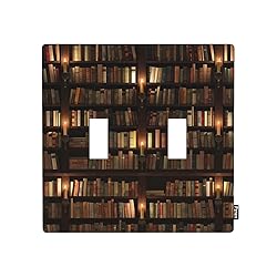 Pznen Bookshelf Double Switch Plate Covers Library