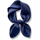 PoeticEHome Solid Color Mulberry Silk Scarf - Lightweight 26" Square Neckerchief for Women's Neck Hair Head in Gift Wrapped