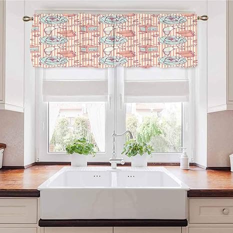 Adorise - Cenefa para ventana, diseño Shabby Chic, rosas dibujadas a