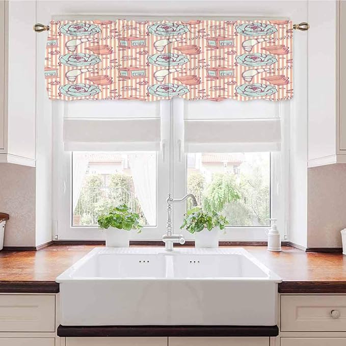 Adorise - Cenefa para ventana, diseño Shabby Chic, rosas dibujadas a