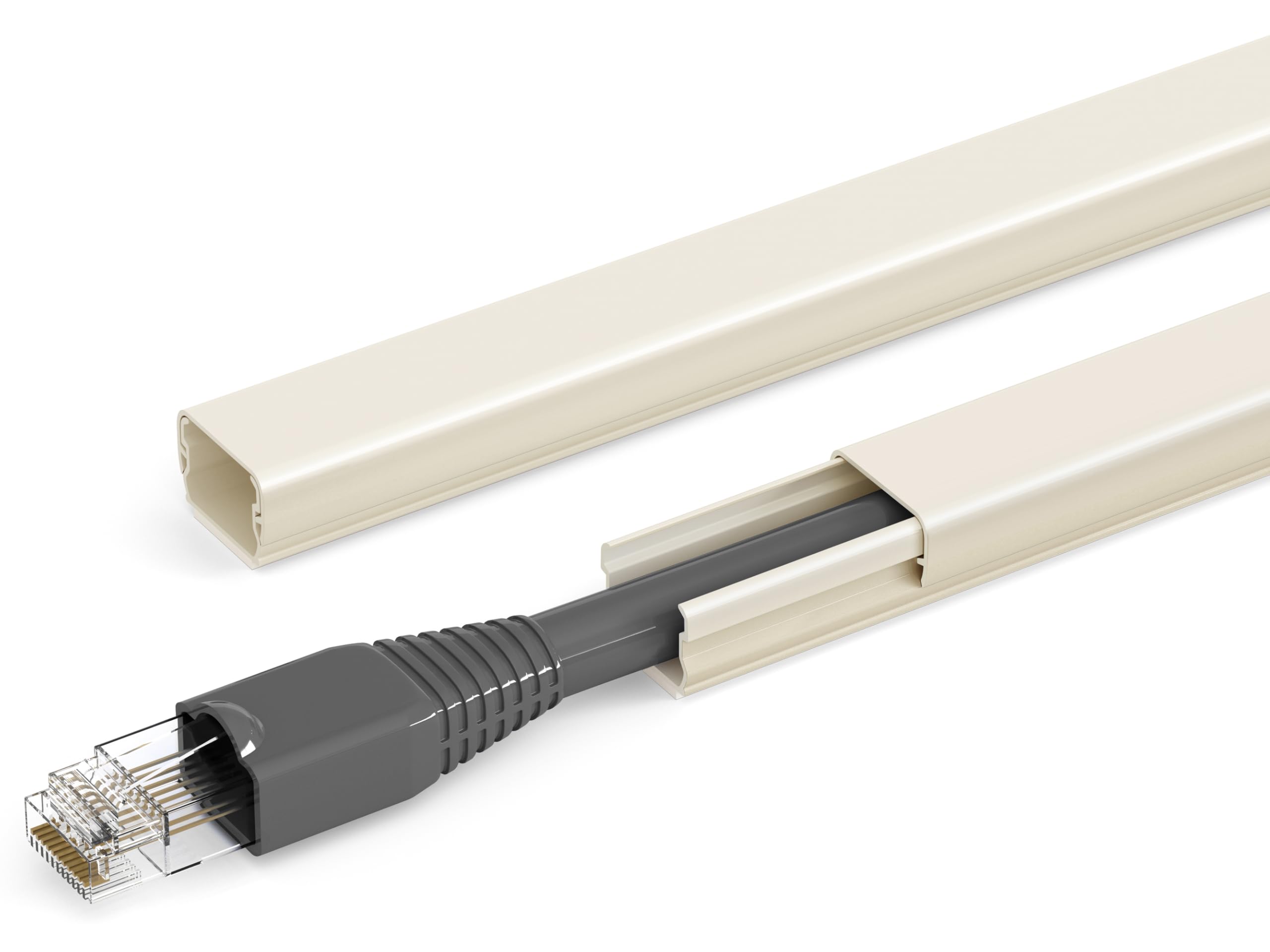 Photo 1 of Cord Hider for One Wire, 102in Cable Hider Concealer, Paintable Wall Wire Covers, PVC Cable Management Raceway for A Thick Extension Cord, 6 x L17in W0.59 H0.4in, Beige