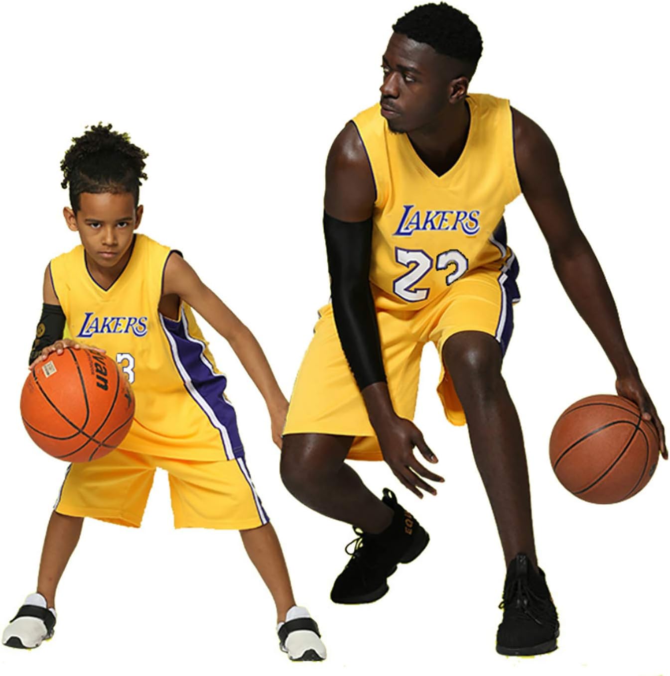 XCR Kids Boys Girls Men Adults NBA Lebron James #23 LBJ LA Lakers RETRO Basketball Jerseys Summer Suits Kits Top+Shorts 1 Set