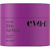Eva NYC Anti-Frizz Hair Mask for Instant Shine - Argan Oil + Neem Oil - For High Gloss + Glassy Mirror-Like Shine - Nourishing Anti-Frizz Hair Product - Warm Vanilla Scent - 8.4 fl oz
