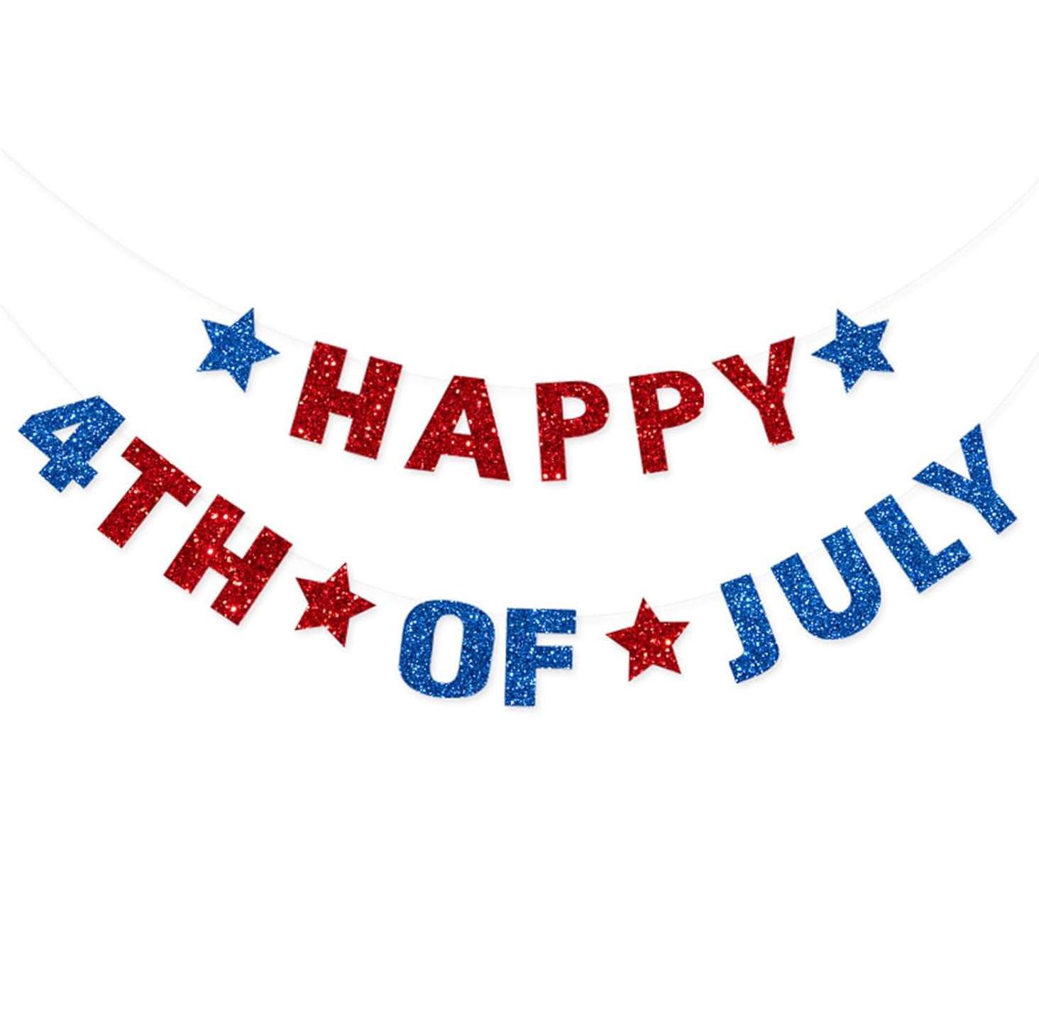Happy 4th of July Banner, Independence Day Banner, American Themed Hanging Decoration, Independence USA 4th of July Banner Party Decoration Supplies