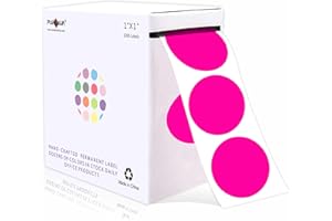 PARLAIM 1 Inch Round Permanent Adhesive Color-Code Dot Stickers,1000 per Roll dots Label Dispenser Box,Green Circle Stickers Label (Fluorescent Pink)
