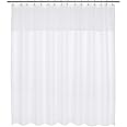 Barossa Design Large Fabric Shower Curtain with Sheer Window 96 x 78 inch, Waffle Weave, Hotel Grade, 230 GSM Heavyweight, Water Repellent, Machine Washable, White, 96x78