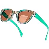Sunglasses Women's Trendy Retro Floral Design | Polarized Lens UV Protection | Square Cat Eye Frame | Casual & Active Wear