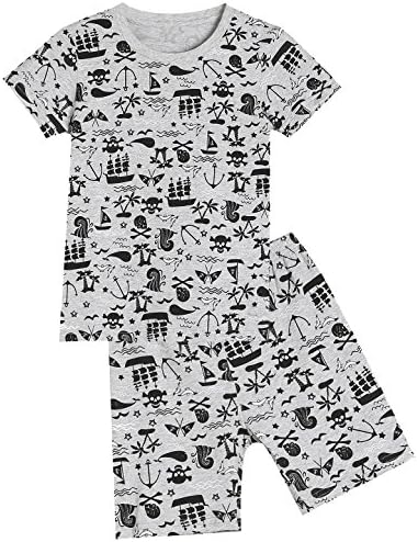Yruiz 2PCS Little Boys' Pirate Pajamas Children Outfit Set Short Sleeve Shirt with Shorts (1T)