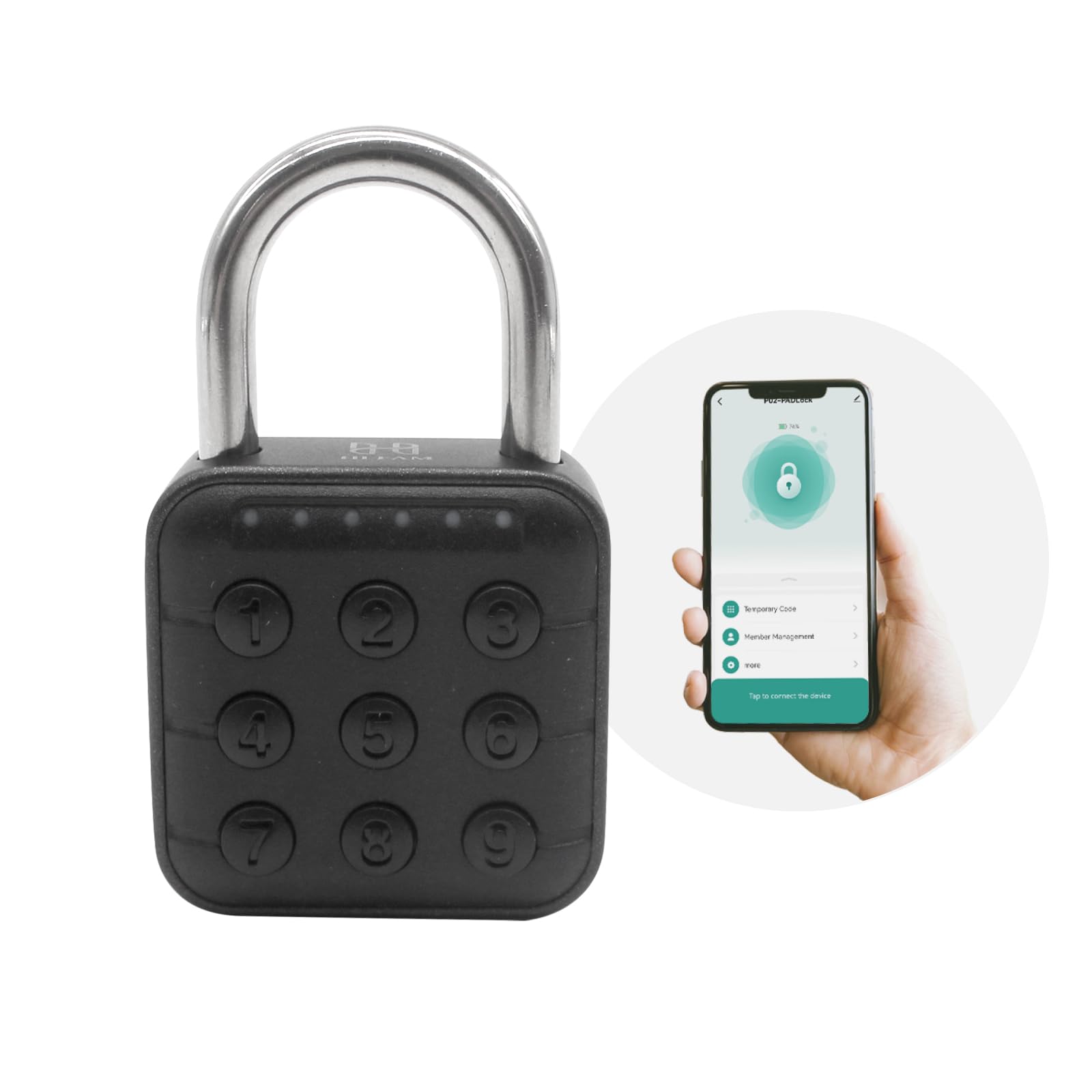 Photo 1 of HIFAM 6 Digit Combination Lock for Locker, Smart Padlock, Gym Locker Lock with Code TUYA App Control Unlock for School Lockers, Suitcase, Luggage, Black