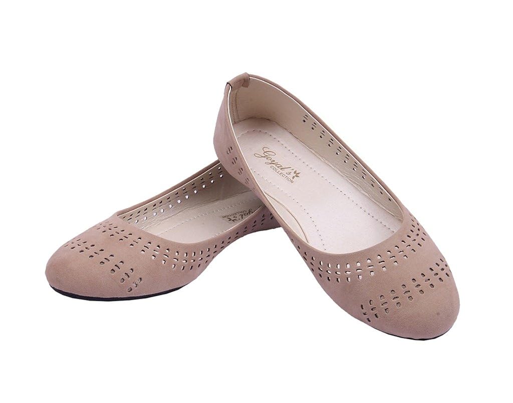 goyal's women's beige synthetic ballerinas