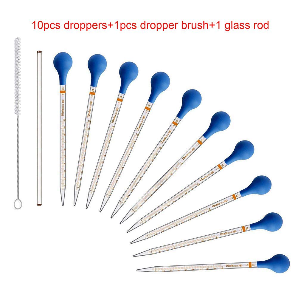 10pcs 10ml Glass Graduated Droppers Lab Pipettes Dropper Liquid Pipette