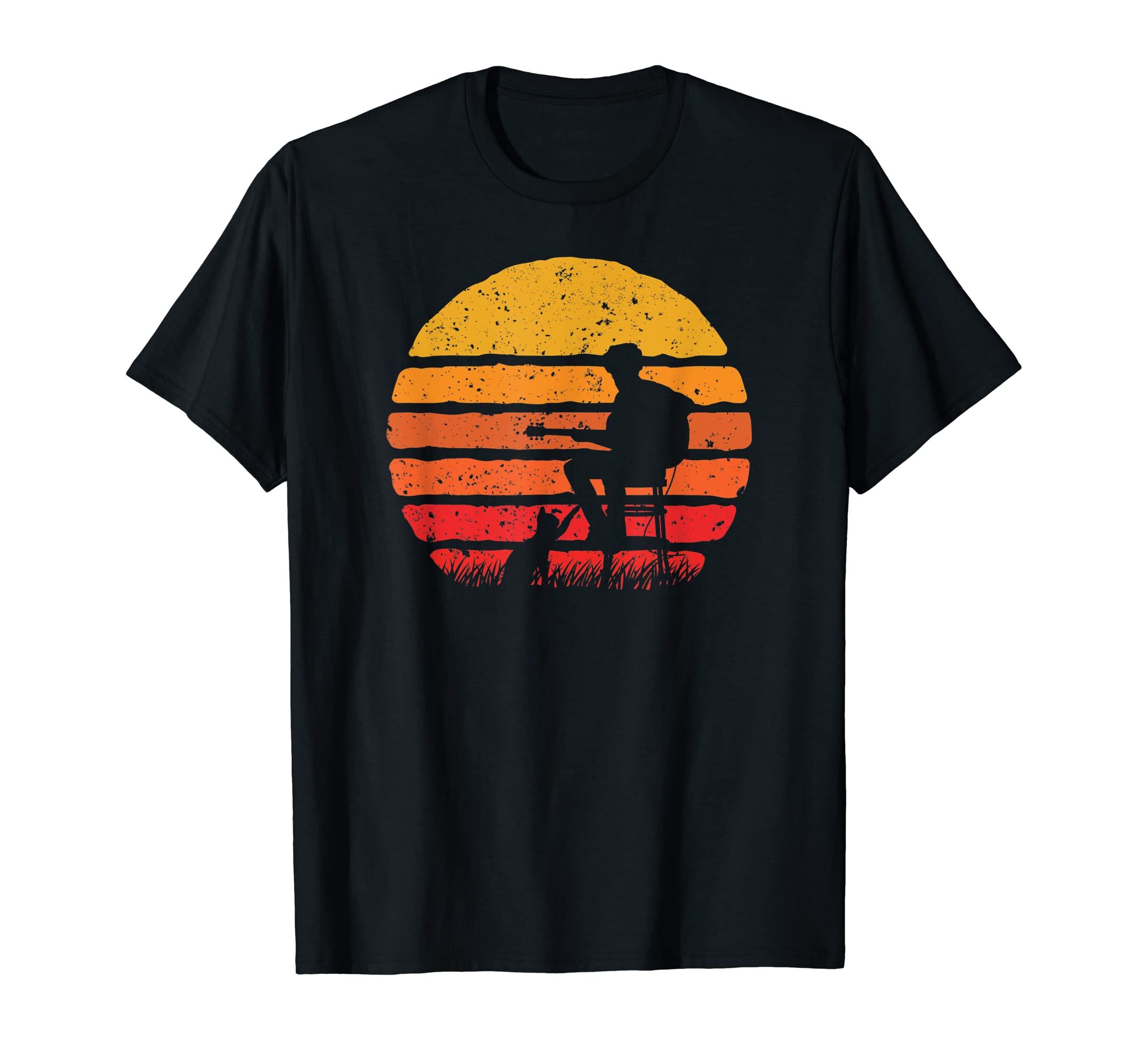 Retro Cat and Guitar Silhouette Vintage Cute T-Shirt