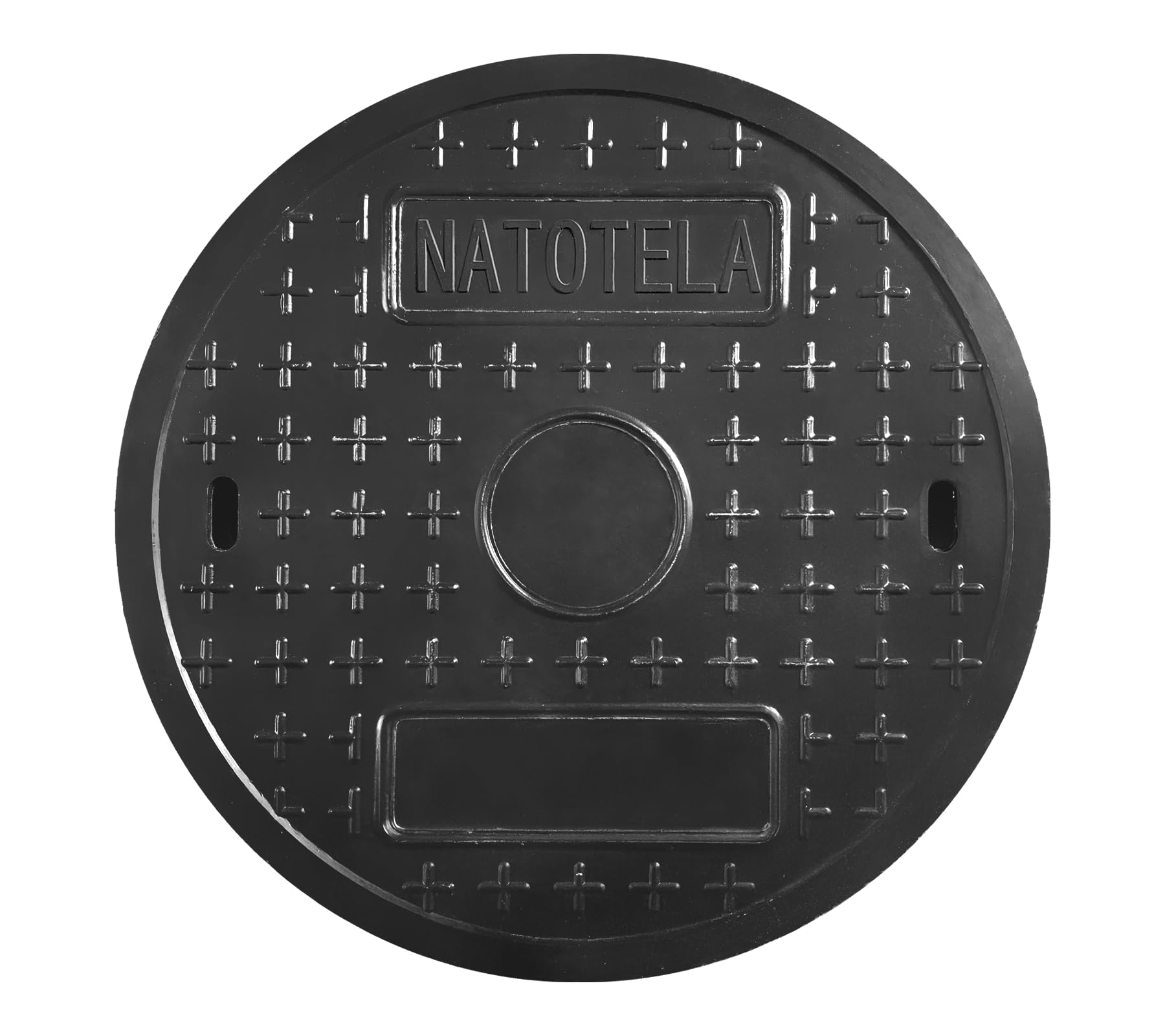 Photo 1 of Natotela 20in Round Manhole Cover, Fiberglass Recessed Solid Top Covers,Replacement FRP Septic Tank Lid, Reinforced Steel Sewer Covers for yard,Non-slip Plastic Decoration Sewage Basin Cover, Black