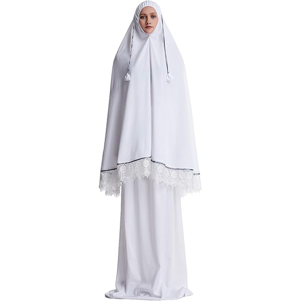 East west Women's Prayer Dress 2 Pieces (Without Sleeves) | Plain White |  Soft Distinctive Prayer Dress Hijab Abaya Suit|Modest Instant Hijab for  prayers at Amazon Women's Clothing store