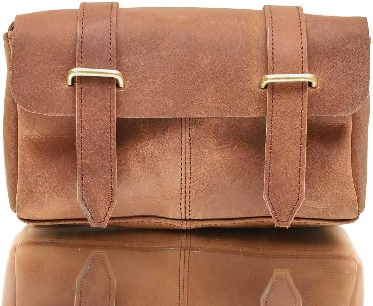 Skyland Handmade Buffalo Genuine Leather Toiletry Bag Dopp Kit Shaving And Grooming Kit For Travel - Gift For Men Women - Hanging Zippered Makeup Bathroom Cosmetic Pouch (brown)