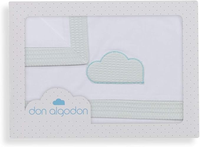 Don Algodón Sábanas Cuna Cloud Blanco Menta: Amazon.es: Bebé