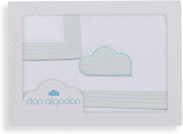 Don Algodón Sábanas Cochecito Cloud Blanco Menta: Amazon.es: Bebé