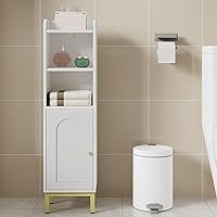 Hzuaneri Bathroom Storage Cabinet, Small Corner Floor Cabinet with Door and Shelves, Narrow Toilet Paper Holder, Bathroom Org