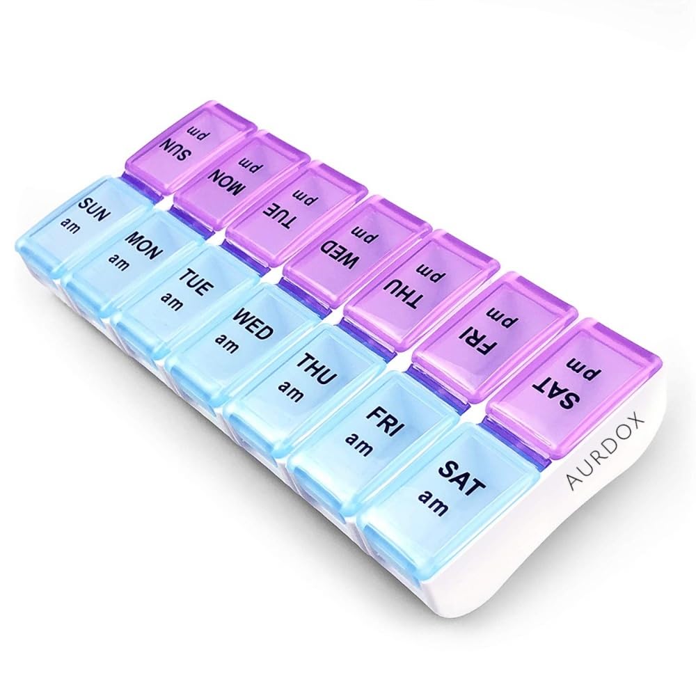 Twice a Day Detachable Weekly Pill Organizer with AM/PM Compartments Large, BPA Free Travel 7 Day Pill Box Case with Moisture-Proof Design