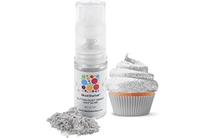 Blacksherbet Edible Glitter Spray, (10g) | Perfect for Cakes, Cookies, Cocktails, Drinks, Chocolate, Strawberries. Food Grade Glitter & Dusts. Kosher (Light Silver)