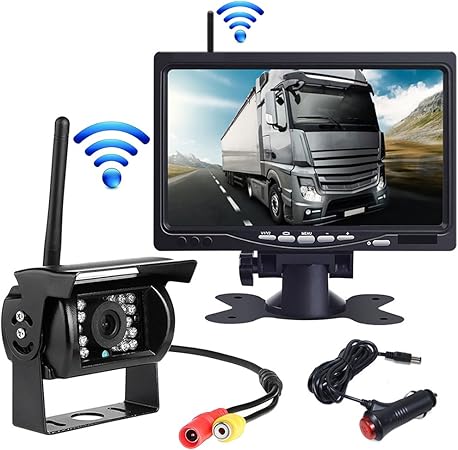 Amazon Obest 7インチtft液晶モニター 無線赤外線暗視バックカメラセット 大型車広角死角監視 高画質 カメラ ワイヤレスタイプ トラック バス トレーラーなど重機対応 取り付け簡単 12v 24v両用 バックカメラ本体 車 バイク