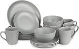 Dawsons Living Amalfi 16 Piece Dinner Set Grey Ceramic Kitchen Dinnerware