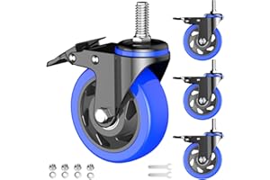 TAYLOON 4 Inch Caster Wheels Heavy Duty Stem Caster 2000Lbs, Threaded Stem Casters 1/2"-13 x 1(Stem Diameter 1/2", Stem Length 1"), Swviel Locking Caster Set of 4, Industrial Castor Wheels for Cart,Furniture