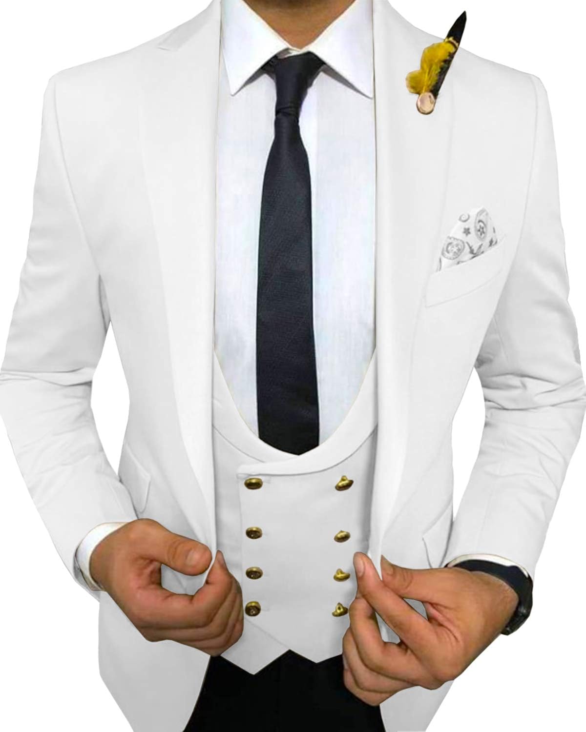 Notch Lapel Flat Solid Tuxedos Blazer 