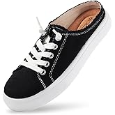 Women's Slip-on Canvas Mule Sneakers with Suede Memory Foam Insole - Backless Comfort Casual Shoes