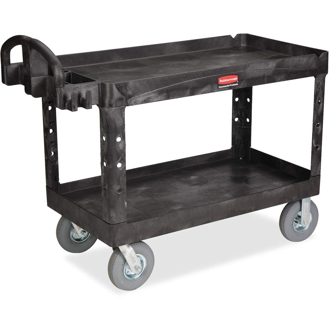 RCP454600BK - Rubbermaid Large Utility Cart with Lipped Shelf