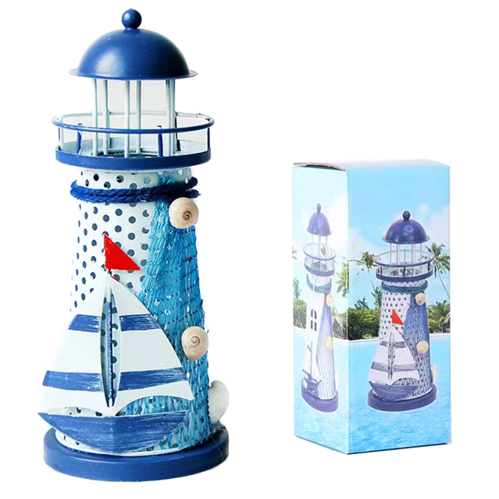 Lighthouse Tea Light Holder Metal Christmas Table Decoration Candle Holder 18 cm High
