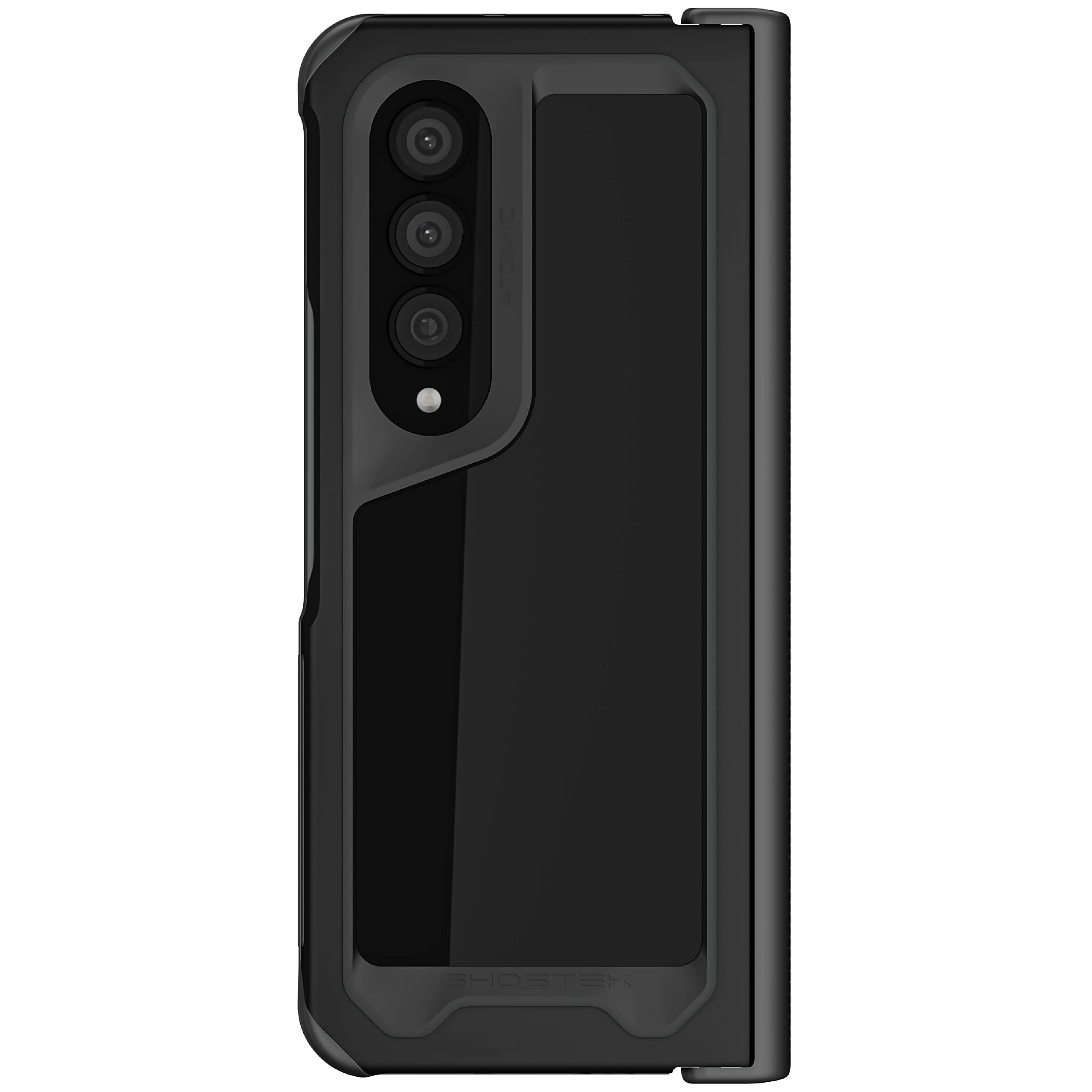 Photo 1 of Ghostek ATOMIC Slim Case for Galaxy Z Fold 4 (7.6 Inch) - Clear Black Aluminum Metal Bumper & Shockproof Protection
