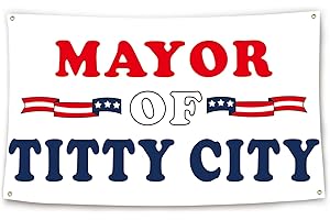KNUVKON Mayor of Titty City Funny Flag for Room 3x5 Ft College Dorm Decor Teen Guys Girls Bedroom Living Room Dorm Home Indoor Wall Decorations