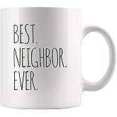 Panvola Best Neighbor Ever Farewell Gifts for Neighbors Moving Away Housewarming Goodbye Welcome Appreciation New Neighborhood Novelty Drinkware Ceramic Mug (11 oz, White)