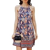 ANYFITTING Summer Dress with Built in Bra Casual Beach Sundress Flowy Halter Mini Short Dresses for Women 2025
