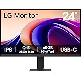 LG 24U631A-B 24-Inch QHD (2560x1440) IPS Monitor, 100Hz Refresh Rate, 5ms (GtG) Response Time, sRGB 99%, HDR10, USB-C, HDMI,
